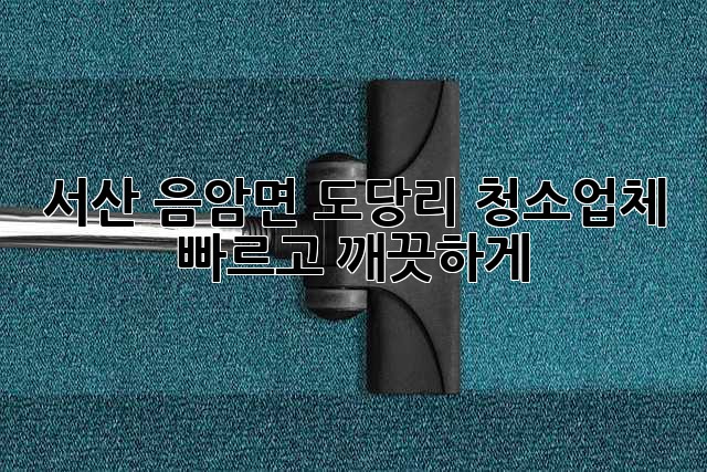 서산 음암면 도당리 청소업체: 빠르고 깨끗하게!