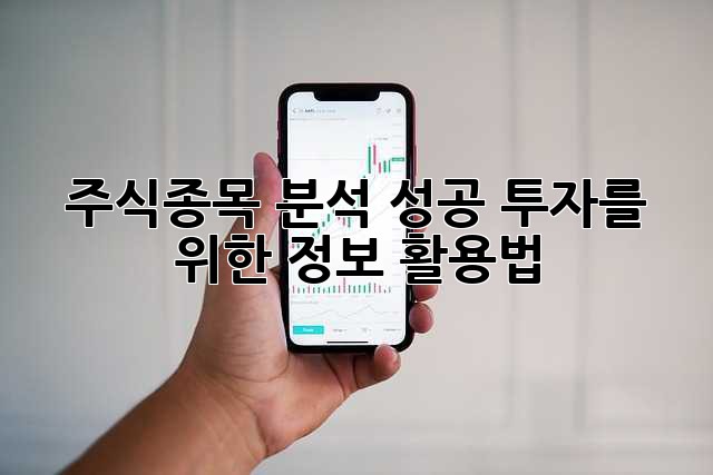 주식종목 분석: 성공 투자를 위한 정보 활용법